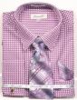 Fratello Men's Outlet French Cuff Dress Shirt Set - Diagonal Checker