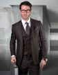 Statement Men's Outlet 3 Piece 100% Wool Suit - Textured Plaid