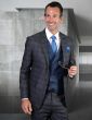 Statement Men's Outlet 3 Piece 100% Wool Suit - Textured Plaid