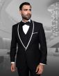 Statement Men's Outlet 3 Piece 100% Wool Tuxedo - Accented Shawl Collar