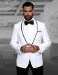 Statement Men's Outlet 3 Piece 100% Wool Tuxedo - Accented Shawl Collar