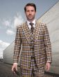 Statement Men's 3 Piece Modern Fit 100% Wool Suit - Windowpane Plaid