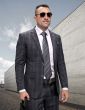 Statement Men's 2 Piece Big and Tall 100% Wool Fashion Suit - Layered Windowpane