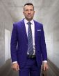 Statement Men's 2 Piece Big and Tall 100% Wool Fashion Suit - Layered Windowpane