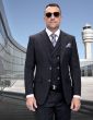 Statement Men's 3 Piece 100% Wool Fashion Suit - Layered Windowpane