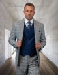Statement Men's 100% Wool 3 Piece Suit - Light Textured Plaid