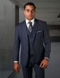 Statement Men's Outlet 100% Wool 3 Piece Suit -  Textured Stripes