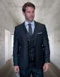 Statement Men's 100% Wool 3 Piece Suit -  Tone on Tone Plaid