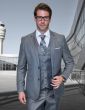 Statement Men's Outlet 100% Wool 3 Piece Suit -  Tone on Tone Plaid