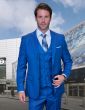 Statement Men's 100% Wool 3 Piece Suit -  Tone on Tone Plaid