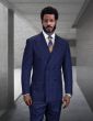 Navy Men's Fashion Wool Double Breasted Suit