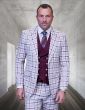 Statement Men's 100% Wool 3 Piece Suit -Electric Windowpane