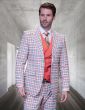Statement Men's 100% Wool 3 Piece Suit -Electric Windowpane