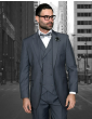 Statement Men's Outlet 3 Piece 100% Wool Suit - Solid Color 