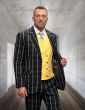 Statement Men's Outlet 100% Wool 3 Piece Suit - Bold Windowpane