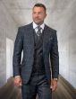 Statement Men's 100% Wool 3 Piece Suit - Tone on Tone Windowpane