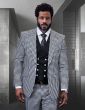 Statement Men's Outlet 100% Wool 3 Piece Suit - Checkered Plaid