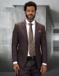 Statement Men's 2 Piece Big and Tall 100% Wool Fashion Suit - Textured Plaid