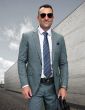 Statement Men's 2 Piece Big and Tall 100% Wool Fashion Suit - Textured Plaid