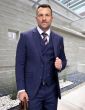 Statement Men's 3 Piece 100% Wool Fashion Suit - Textured Plaid