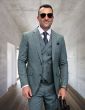 Statement Men's Outlet 3 Piece 100% Wool Fashion Suit - Textured Plaid