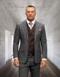 Statement Men's Outlet 3 Piece 100% Wool Fashion Suit - Solid Color Vest