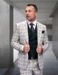 Statement Men's 3 Piece 100% Wool Modern Fit Suit - Plaid with Solid Vest