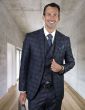 Statement Men's 100% Wool 3 Piece Suit - Full Plaid