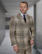 Statement Men's Outlet 2 Piece 100% Wool Modern Fit Double Breasted Suit - Plaid Pattern