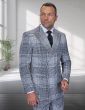 Statement Men's Outlet 2 Piece 100% Wool Modern Fit Double Breasted Suit - Plaid Pattern