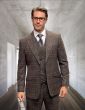 Statement Men's 3 Piece 100% Wool Plaid Fashion Suit - Double Breasted Vest