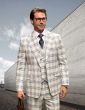 Statement Men's 3 Piece 100% Wool Plaid Fashion Suit - Double Breasted Vest