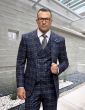 Statement Men's 3 Piece 100% Wool Plaid Fashion Suit - Double Breasted Vest