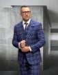 Statement Men's 3 Piece 100% Wool Plaid Fashion Suit - Double Breasted Vest