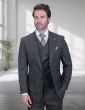 Statement Men's 3 Piece 100% Wool Modern Fit Suit - V-Neck Double Breasted Vest