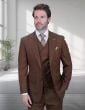 Statement Men's Outlet 3 Piece 100% Wool Modern Fit Suit - V-Neck Double Breasted Vest