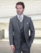 Statement Men's 3 Piece 100% Wool Modern Fit Suit - V-Neck Double Breasted Vest