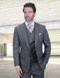 Statement Men's Outlet 3 Piece 100% Wool Modern Fit Suit - V-Neck Double Breasted Vest