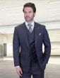 Statement Men's 3 Piece 100% Wool Modern Fit Suit - V-Neck Double Breasted Vest