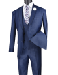 CCO Men's Outlet 3 Piece Modern Fit Suit - Tone on Tone Accents