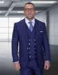 Statement Men's Outlet 3 Piece 100% Wool Wide Leg Suit- Woven Texture