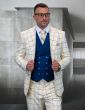 Statement Men's 100% Wool 3 Piece Suit - Stylish Windowpane