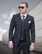 Statement Men's 3 Piece 100% Wool Modern Fit Suit - Classic Windowpane
