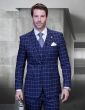 Statement Men's Outlet 3 Piece 100% Wool Modern Fit Suit - Classic Windowpane