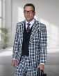 Black/White Wool Suit 3 Piece Suit Mens Suits