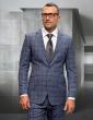 Statement Men's Outlet 100% Wool 2 Piece Suit - Textured Windowpane