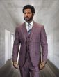 Mauve Suit Three Piece Plaid Suits for Men