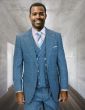 Statement Men's 3 Piece 100% Wool Wide Leg Suit- Solid Windowpane
