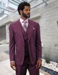 Statement Men's 100% Wool 3 Piece Suit - Light Texture