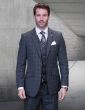 Statement Men's 3 Piece 100% Wool Cashmere Suit - Sleek Windowpane